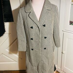 VTG 1970’s Vogue Black and White Checkered Pea Coat